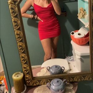 Red mini dress